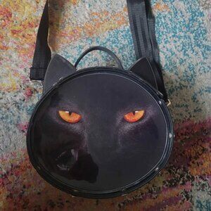 Black cat round purse